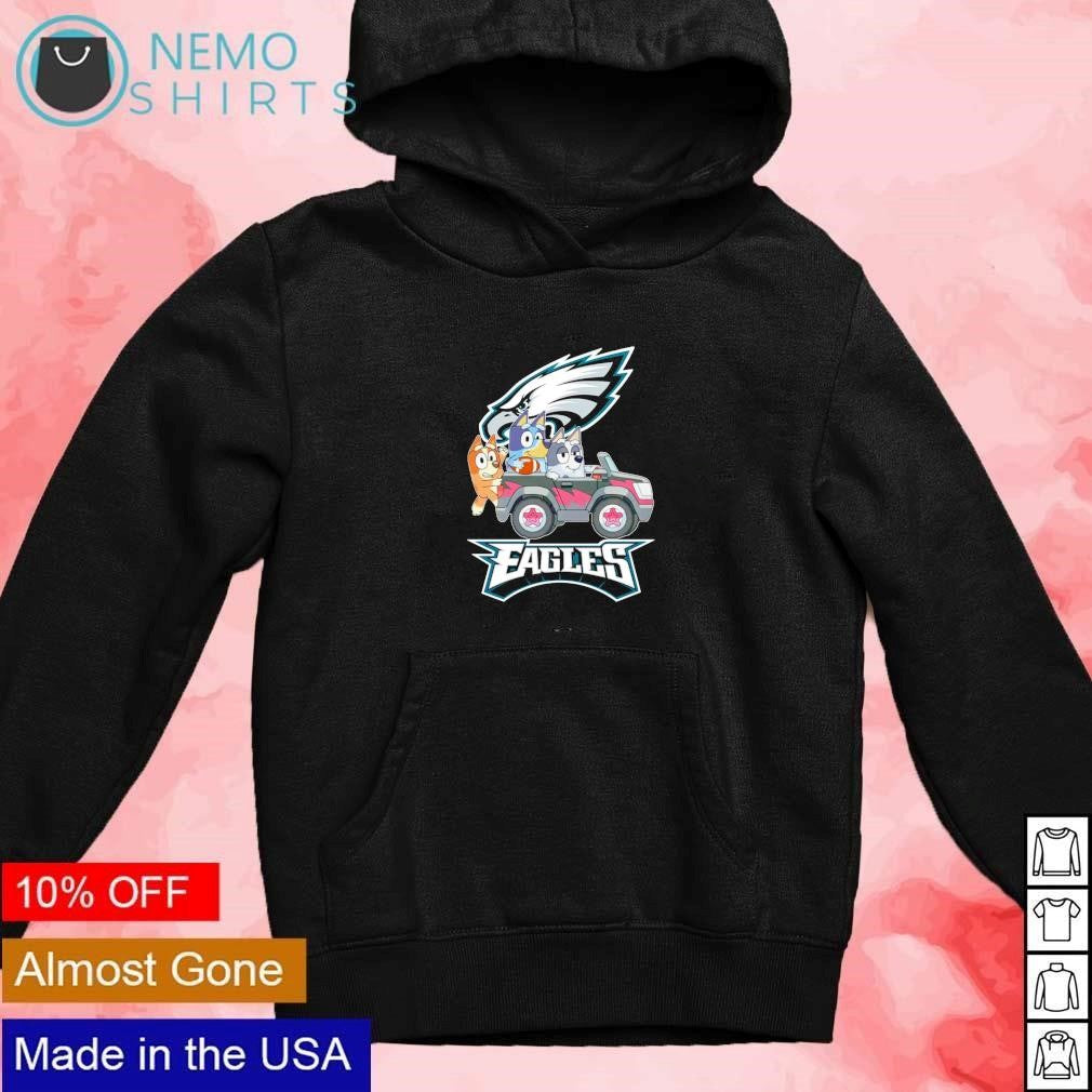 The Bluey characters driving car Philadenphia Eagles - Adult & Kids T-Shirts, Sweatshirts & Hoodies apparel design preview 2