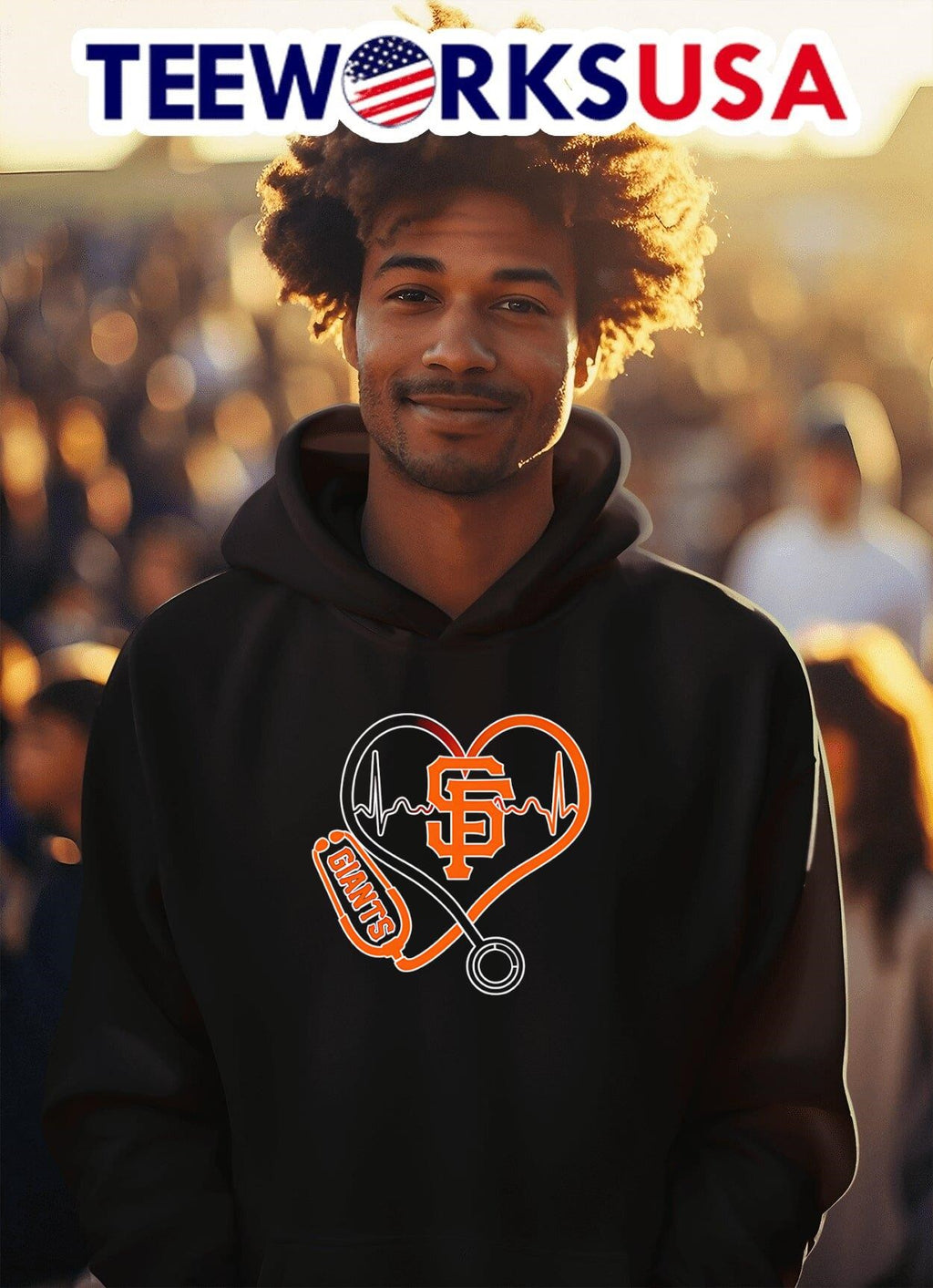 Stethoscope heartbeat San Francisco Giants - Adult & Kids T-Shirts, Sweatshirts & Hoodies apparel design preview 2