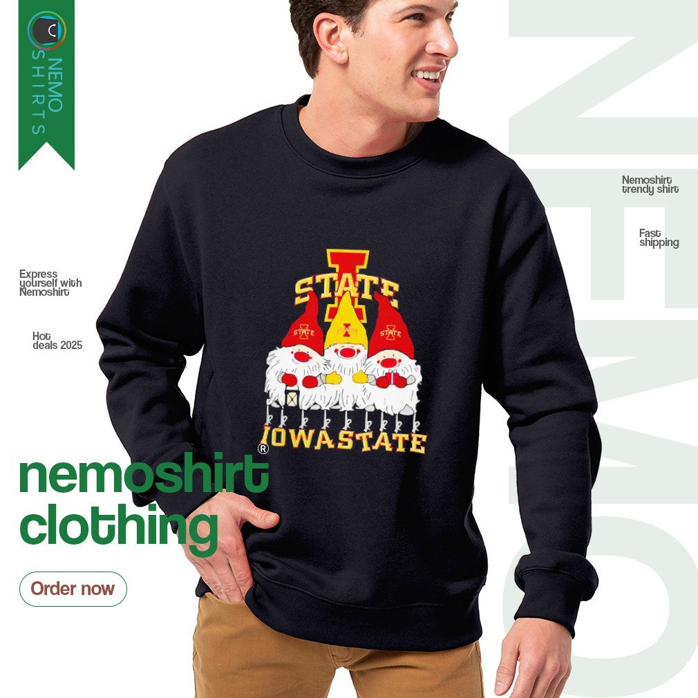 Gnome happy face Iowa State Cyclones Christmas - Adult & Kids T-Shirts, Sweatshirts & Hoodies apparel design preview 4