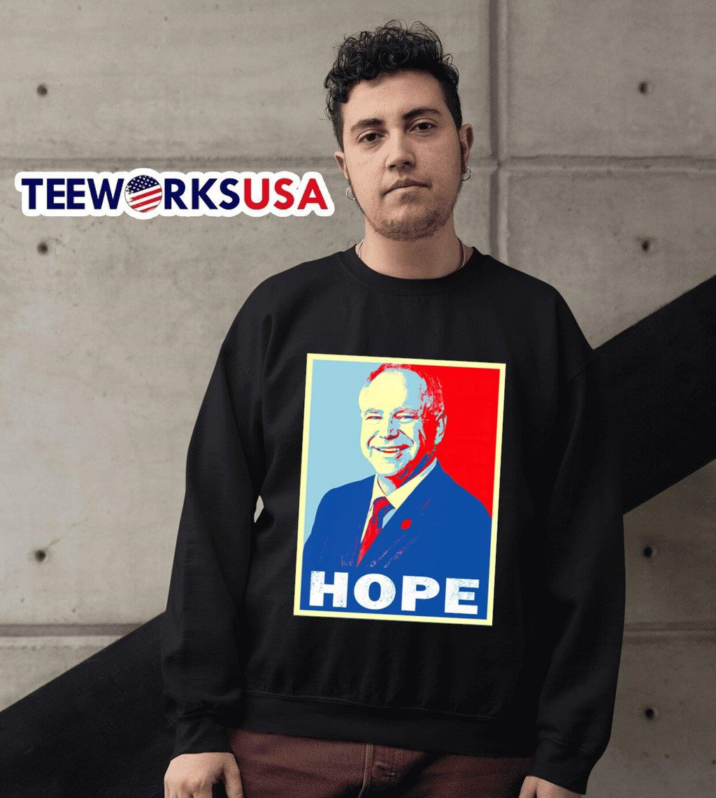 Tim Walz iconic Hope art - Adult & Kids T-Shirts, Sweatshirts & Hoodies apparel design preview 3