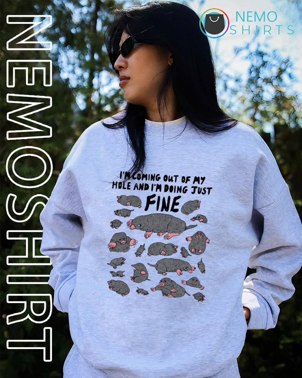 Moles I'm coming out of my hole and doing just fine - Adult & Kids T-Shirts, Sweatshirts & Hoodies apparel design preview 2