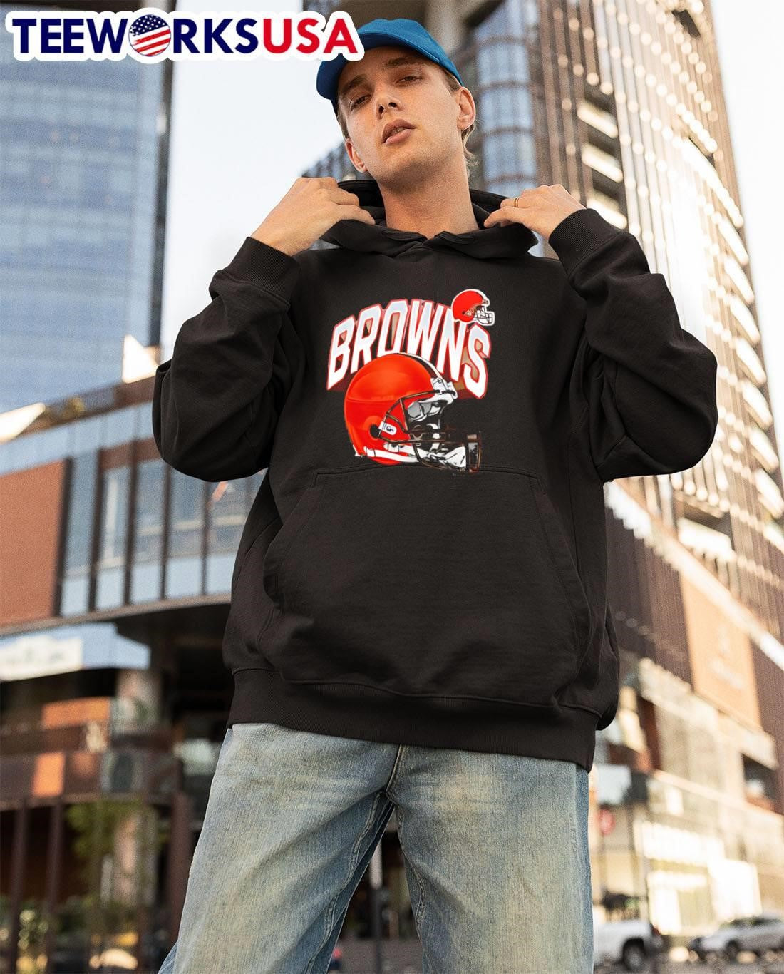 Cleveland Browns Helmet End Around Short Sleeve - Adult & Kids T-Shirts, Sweatshirts & Hoodies apparel design preview 3