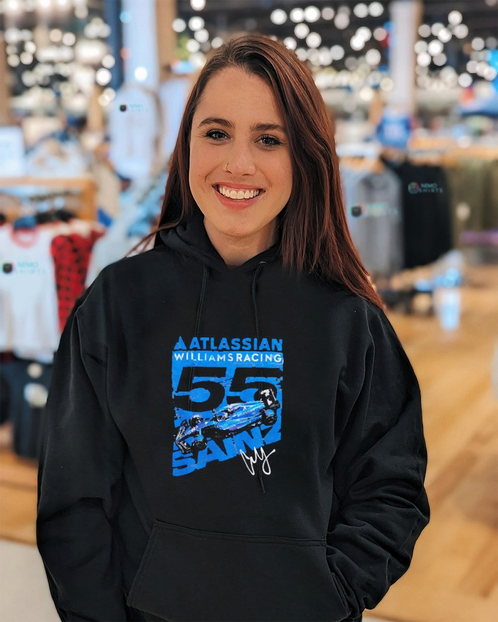Atlassian Williams no 55 racing graphic - Adult & Kids T-Shirts, Sweatshirts & Hoodies apparel design preview 3
