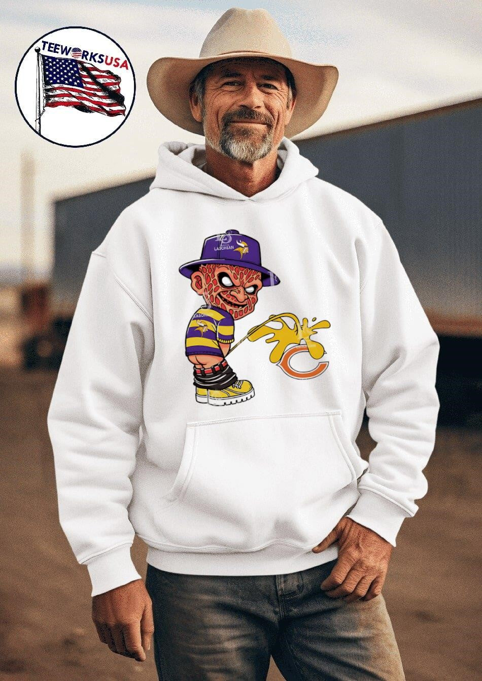 Freddy Krueger Minnesota Vikings Piss On Chicago - Adult & Kids T-Shirts, Sweatshirts & Hoodies apparel design preview 2