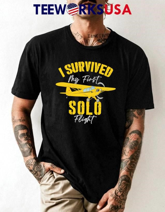 Flyboy Toys I Survived My First Solo Flight - Adult & Kids T-Shirts, Sweatshirts & Hoodies apparel design preview 1