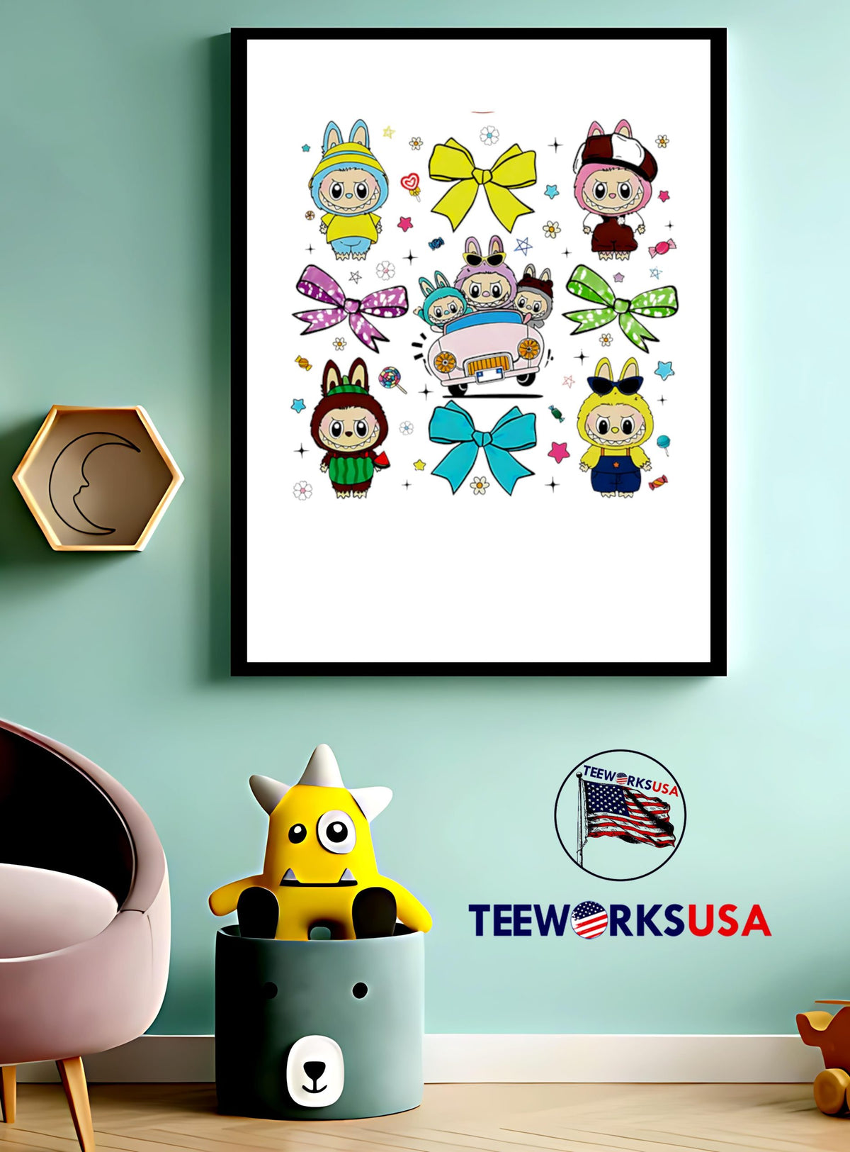 Coquette Bow Cute Labubu The Monster For Kids Girls - Adult & Kids T-Shirts, Sweatshirts & Hoodies apparel design preview 3