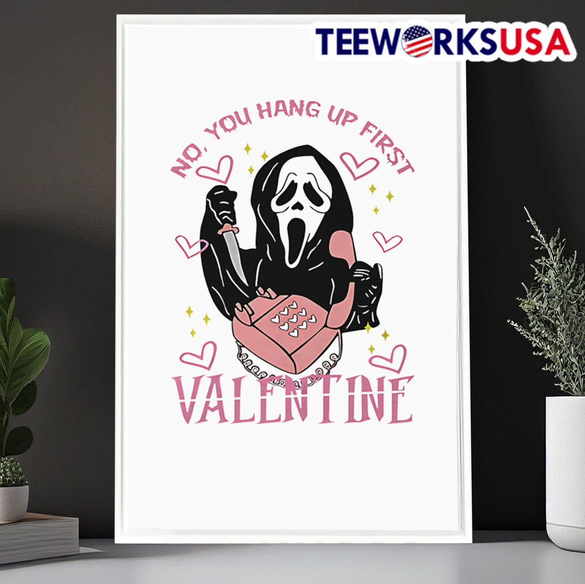 No you hang up first Scream Valentine's Day - Adult & Kids T-Shirts, Sweatshirts & Hoodies apparel design preview 6