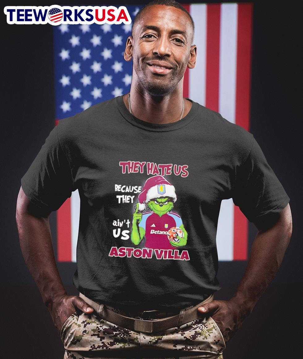 Santa Grinch they hate us because ain't Aston Villa - Adult & Kids T-Shirts, Sweatshirts & Hoodies apparel design preview 1