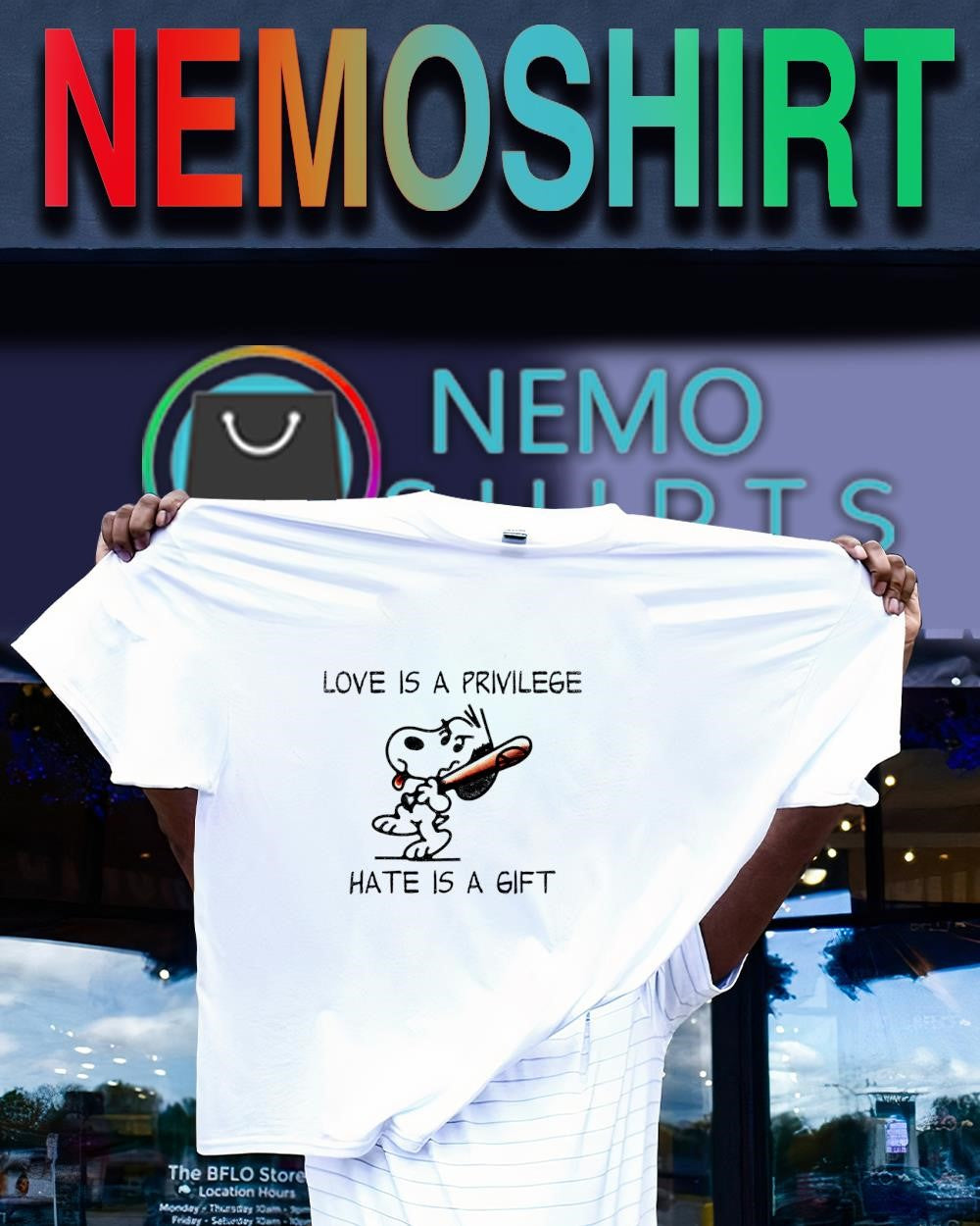 Snoopy Love Is a Privilege Hate Gift - Adult & Kids T-Shirts, Sweatshirts & Hoodies apparel design preview 1