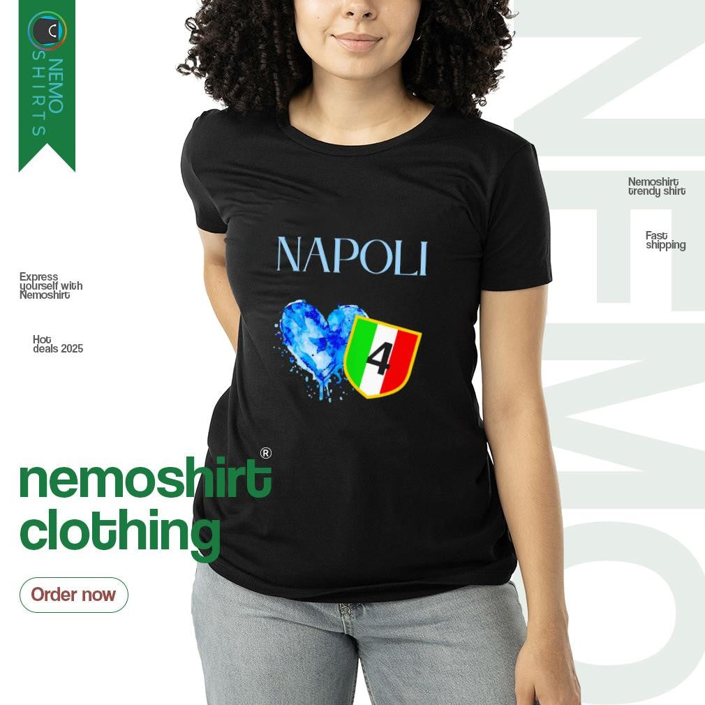 SSC Napoli 2025 Champion number 4 heart - Adult & Kids T-Shirts, Sweatshirts & Hoodies apparel design preview 3