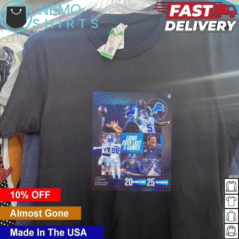 Detroit Lions over last 5 games 20 incompletions 25 - Adult & Kids T-Shirts, Sweatshirts & Hoodies apparel design preview 5