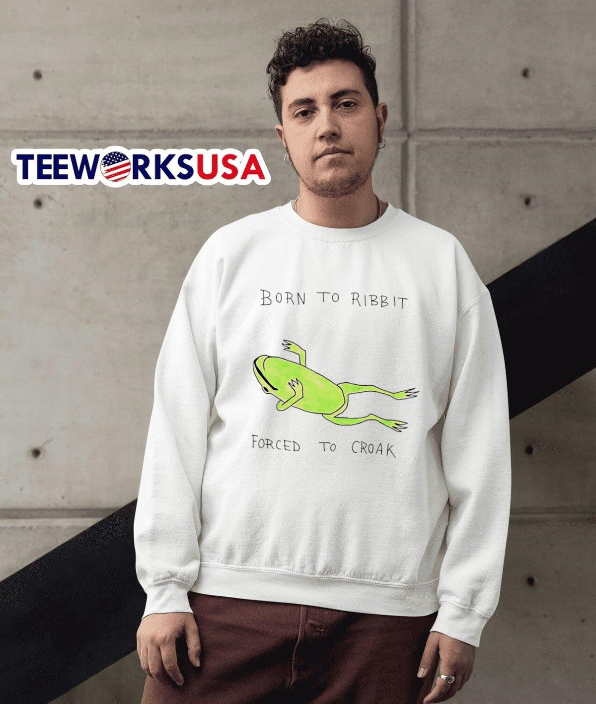Born To Ribbit Forced Croak - Adult & Kids T-Shirts, Sweatshirts & Hoodies apparel design preview 3