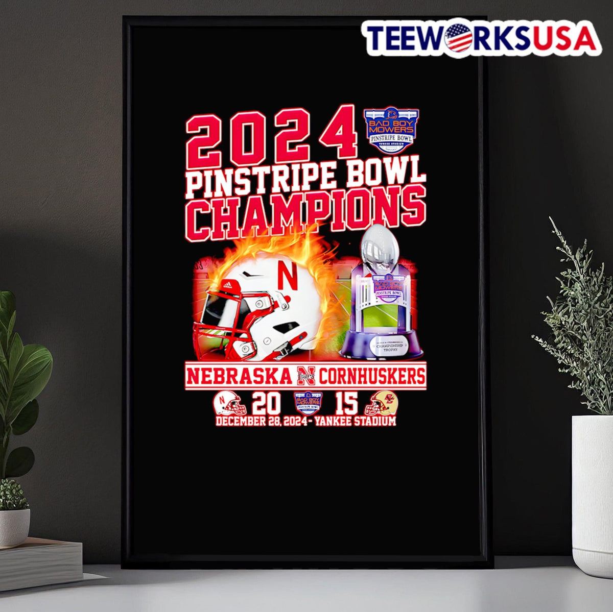 2024 Pinstripe Bowl Champions Nebraska Cornhuskers - Adult & Kids T-Shirts, Sweatshirts & Hoodies apparel design preview 5