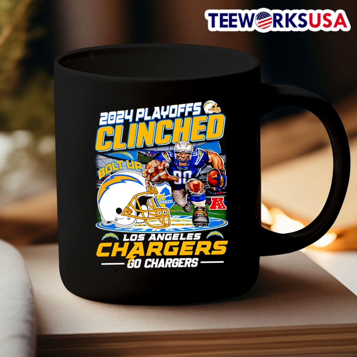 2024 Playoffs Clinched Bolt up Los Angeles Chargers - Adult & Kids T-Shirts, Sweatshirts & Hoodies apparel design preview 3