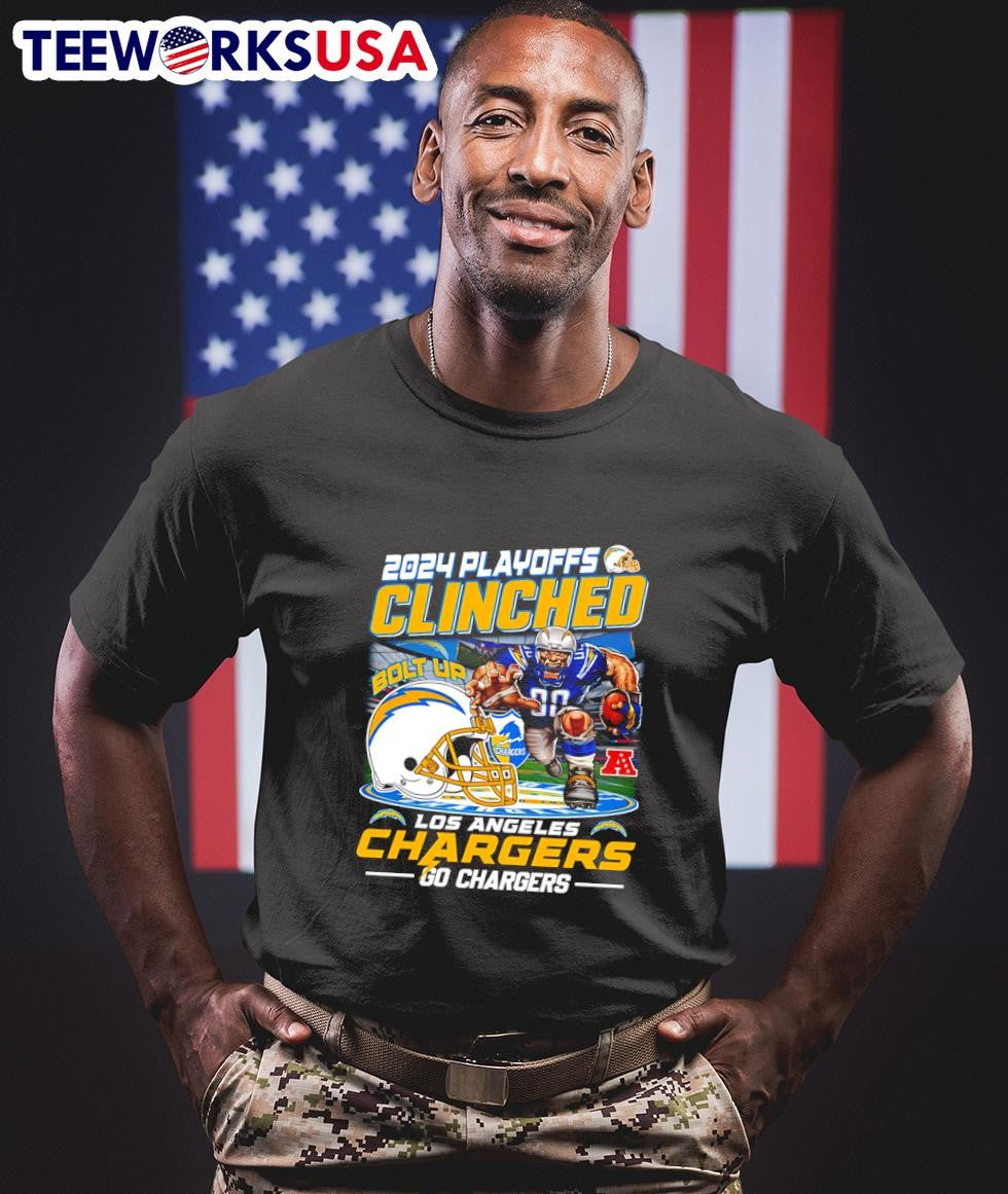 2024 Playoffs Clinched Bolt up Los Angeles Chargers - Adult & Kids T-Shirts, Sweatshirts & Hoodies apparel design preview 1