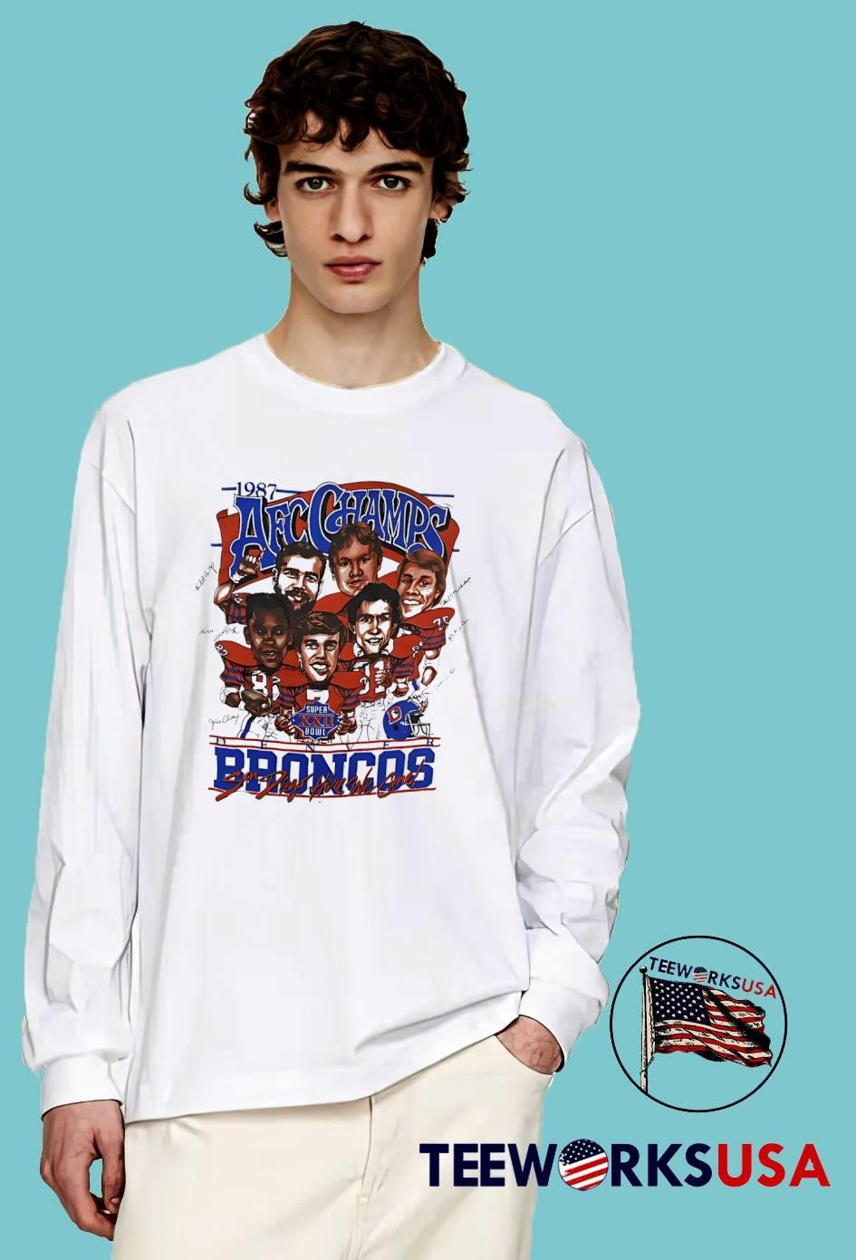 2025 AFC West Champs Denver Broncos 1987 cartoon - Adult & Kids T-Shirts, Sweatshirts & Hoodies apparel design preview 3