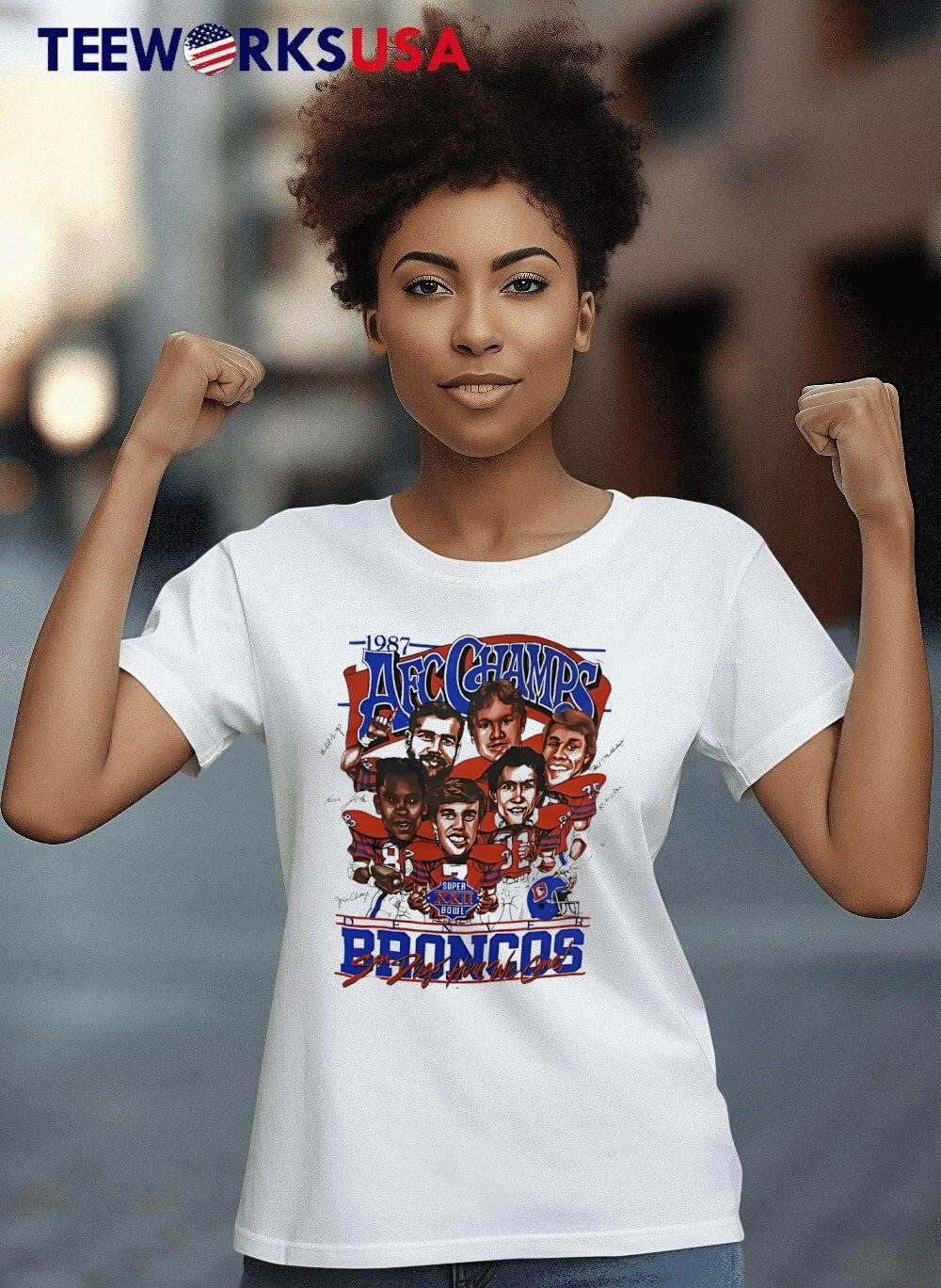 2025 AFC West Champs Denver Broncos 1987 cartoon - Adult & Kids T-Shirts, Sweatshirts & Hoodies apparel design preview 7