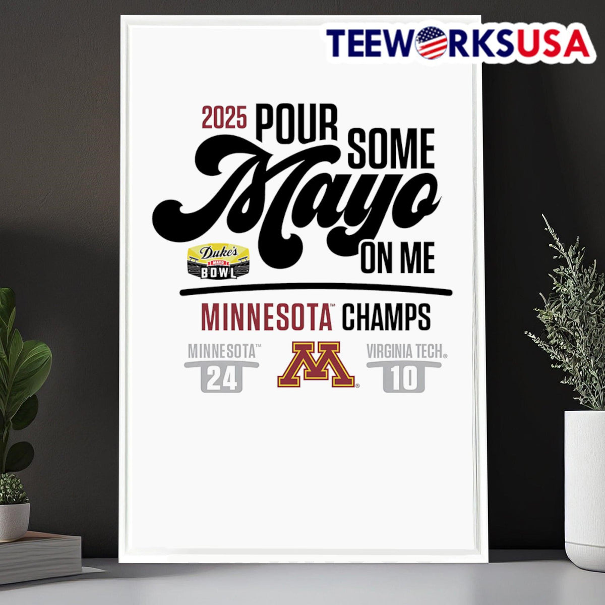 2025 Duke's Mayo Bowl Minnesota Champs score - Adult & Kids T-Shirts, Sweatshirts & Hoodies apparel design preview 6