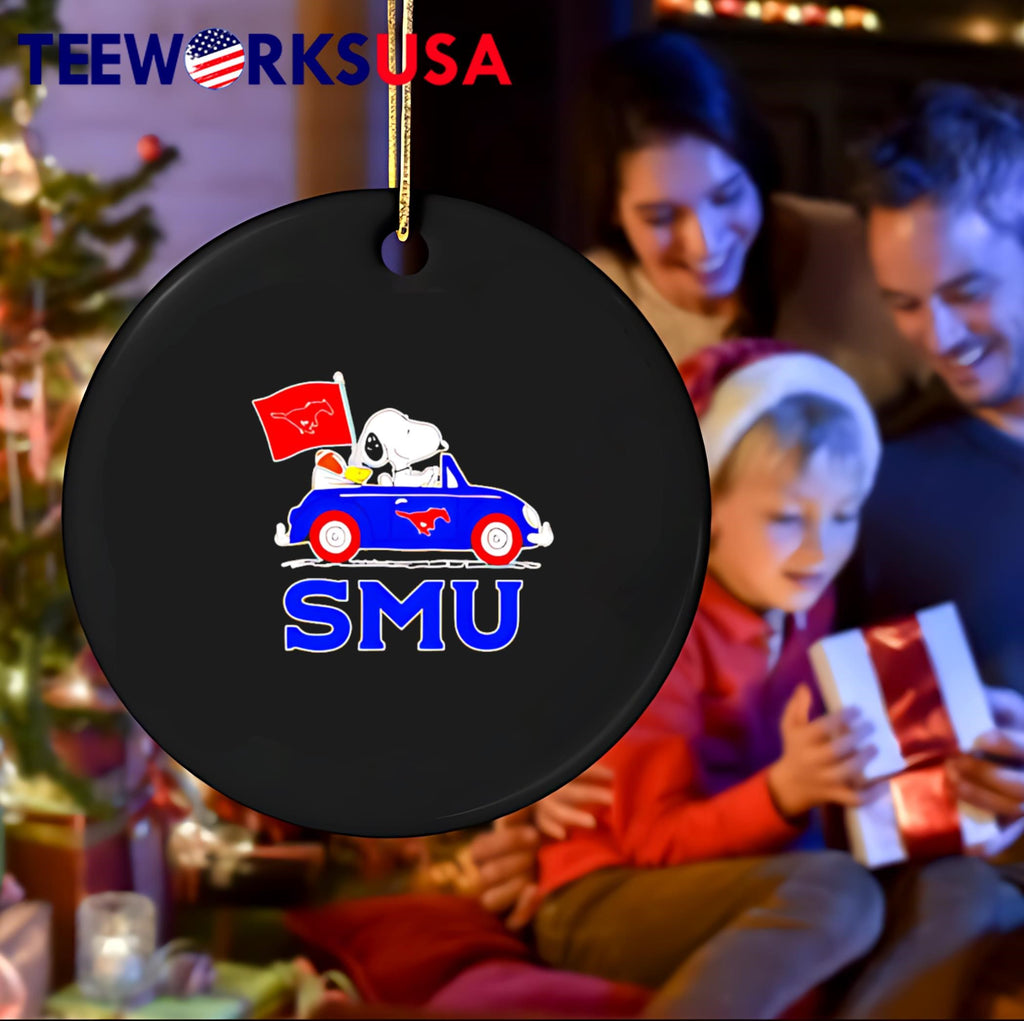 Snoopy and Woodstock driving SMU Mustangs - Adult & Kids T-Shirts, Sweatshirts & Hoodies apparel design preview 4