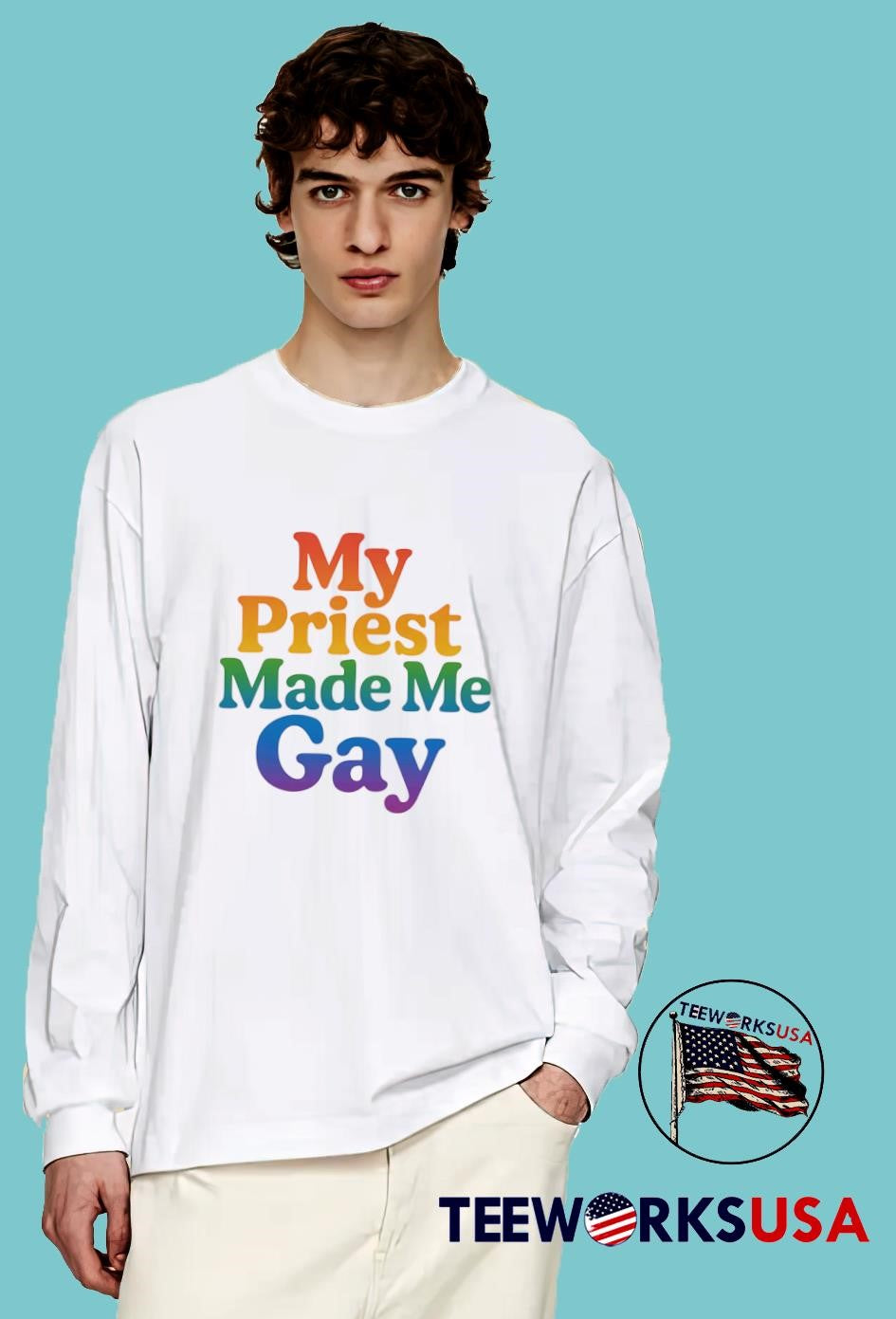 My priest made me gay pride - Adult & Kids T-Shirts, Sweatshirts & Hoodies apparel design preview 4