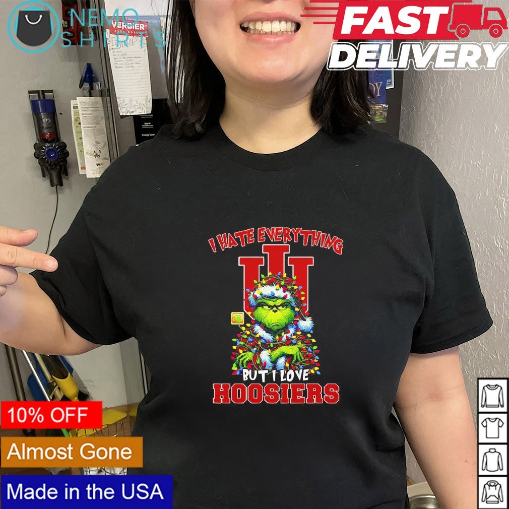 Grinch I hate everything but love Indiana Hoosiers - Adult & Kids T-Shirts, Sweatshirts & Hoodies apparel design preview 3