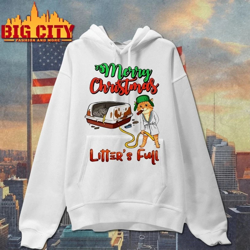 Cat Merry Christmas Litter's Full Holidays Xmas - Adult & Kids T-Shirts, Sweatshirts & Hoodies apparel design preview 2