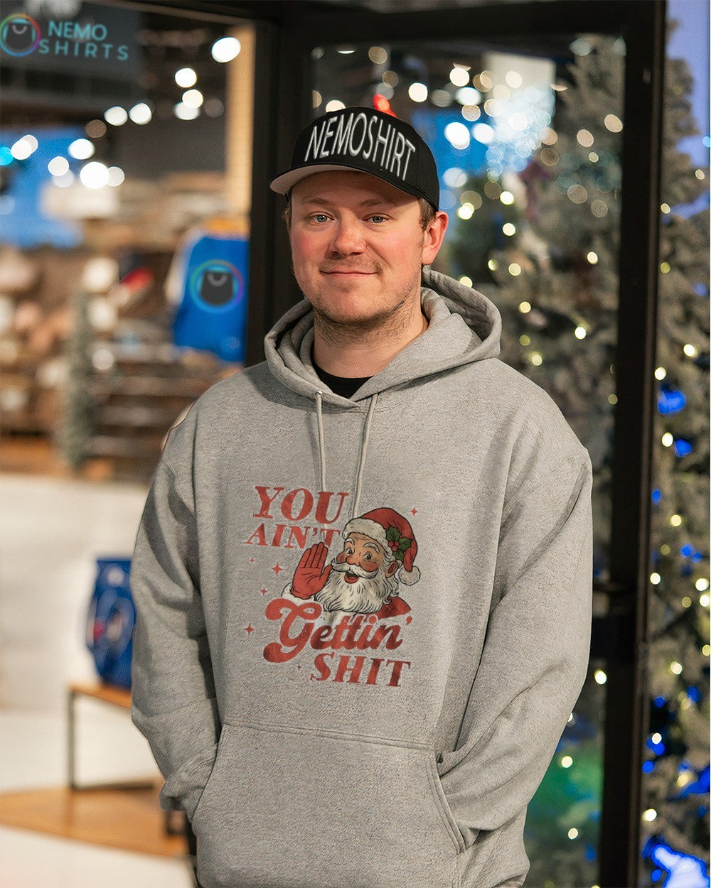 Santa Claus you ain't gettin shit Christmas - Adult & Kids T-Shirts, Sweatshirts & Hoodies apparel design preview 3