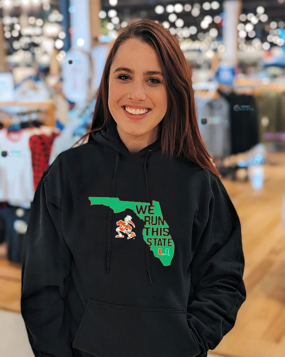 We run this state Miami Hurricanes mascot - Adult & Kids T-Shirts, Sweatshirts & Hoodies apparel design preview 5