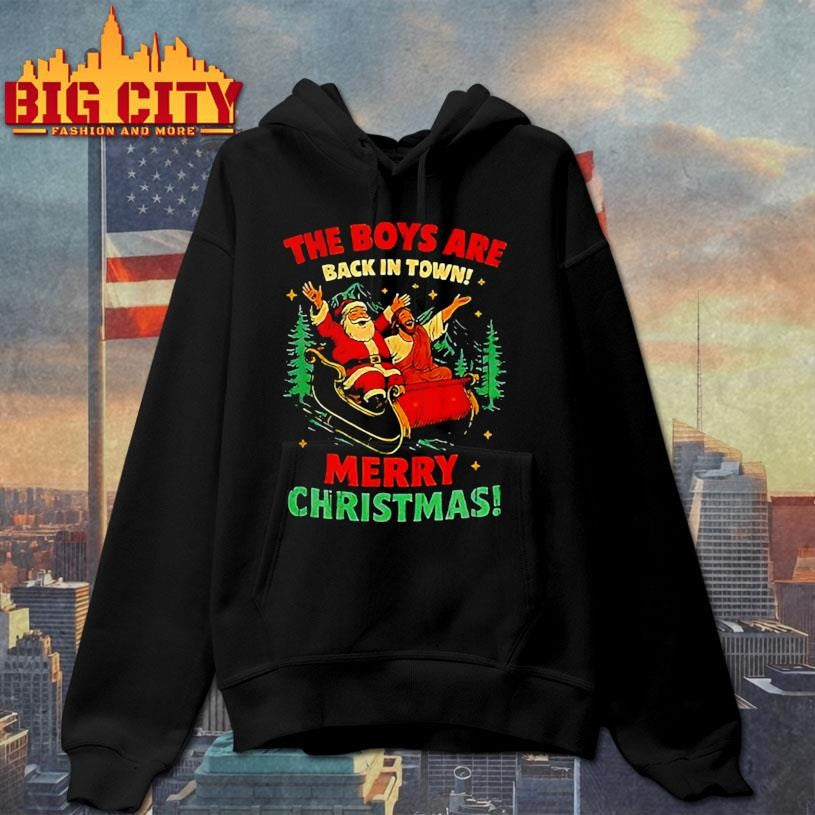 Santa Claus and Jesus the boys are back in town - Adult & Kids T-Shirts, Sweatshirts & Hoodies apparel design preview 2