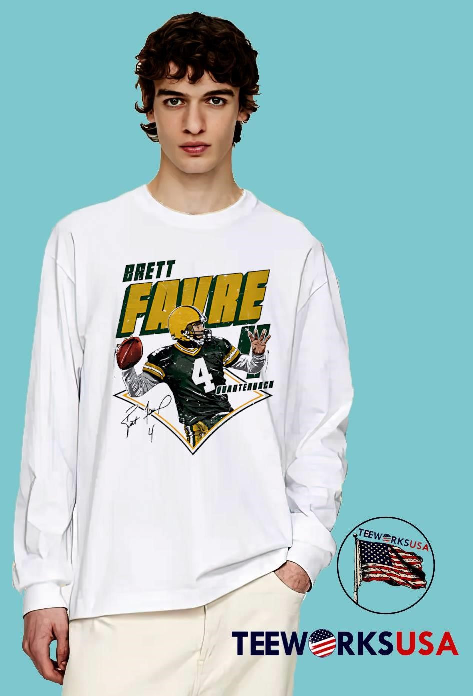 Brett Favre 4 Green Bay Packers Diamond Quarterback - Adult & Kids T-Shirts, Sweatshirts & Hoodies apparel design preview 4
