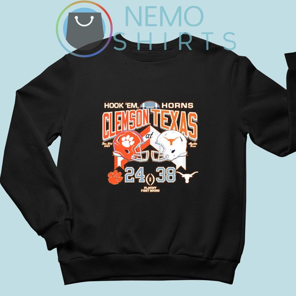 Hook 'em horns Texas Longhorns vs Clemson Tigers 2024 - Adult & Kids T-Shirts, Sweatshirts & Hoodies apparel design preview 4