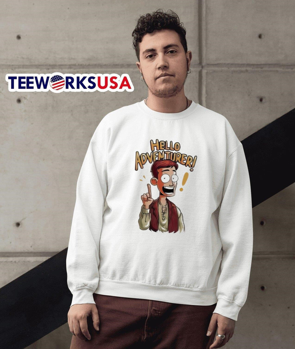 Hello adventurer cartoon - Adult & Kids T-Shirts, Sweatshirts & Hoodies apparel design preview 3