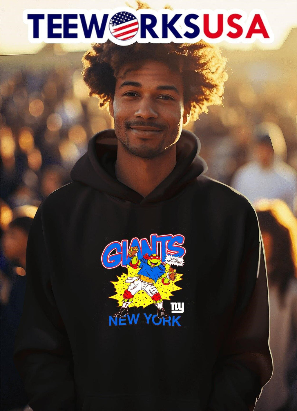 TMNT Raphael x New York Giants I love - Adult & Kids T-Shirts, Sweatshirts & Hoodies apparel design preview 2