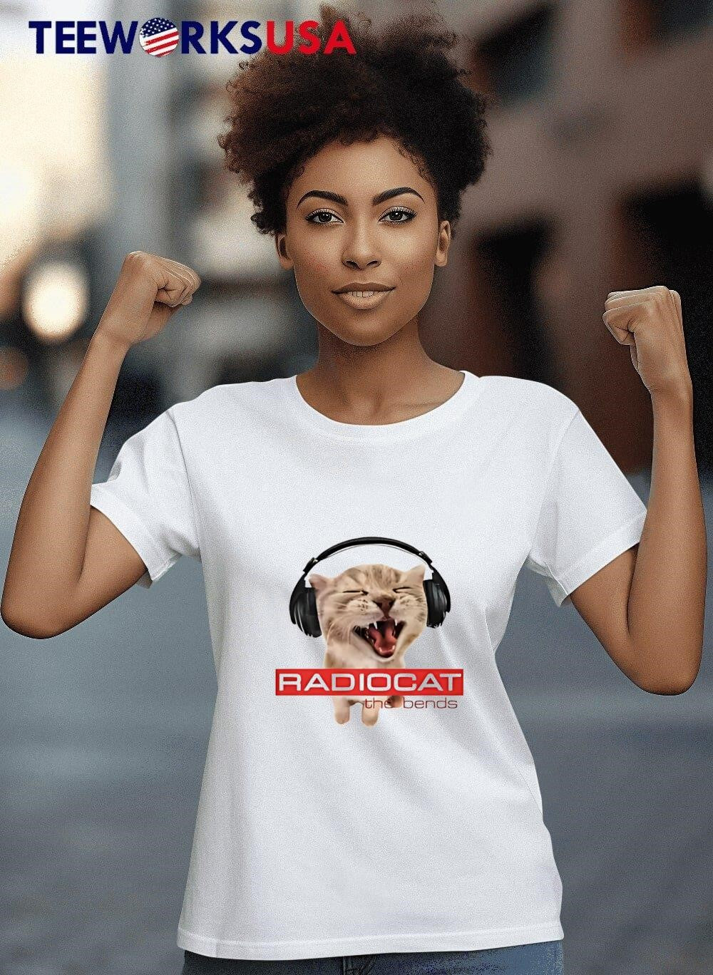 Radiocat the bends cat wearing headphones - Adult & Kids T-Shirts, Sweatshirts & Hoodies apparel design preview 8