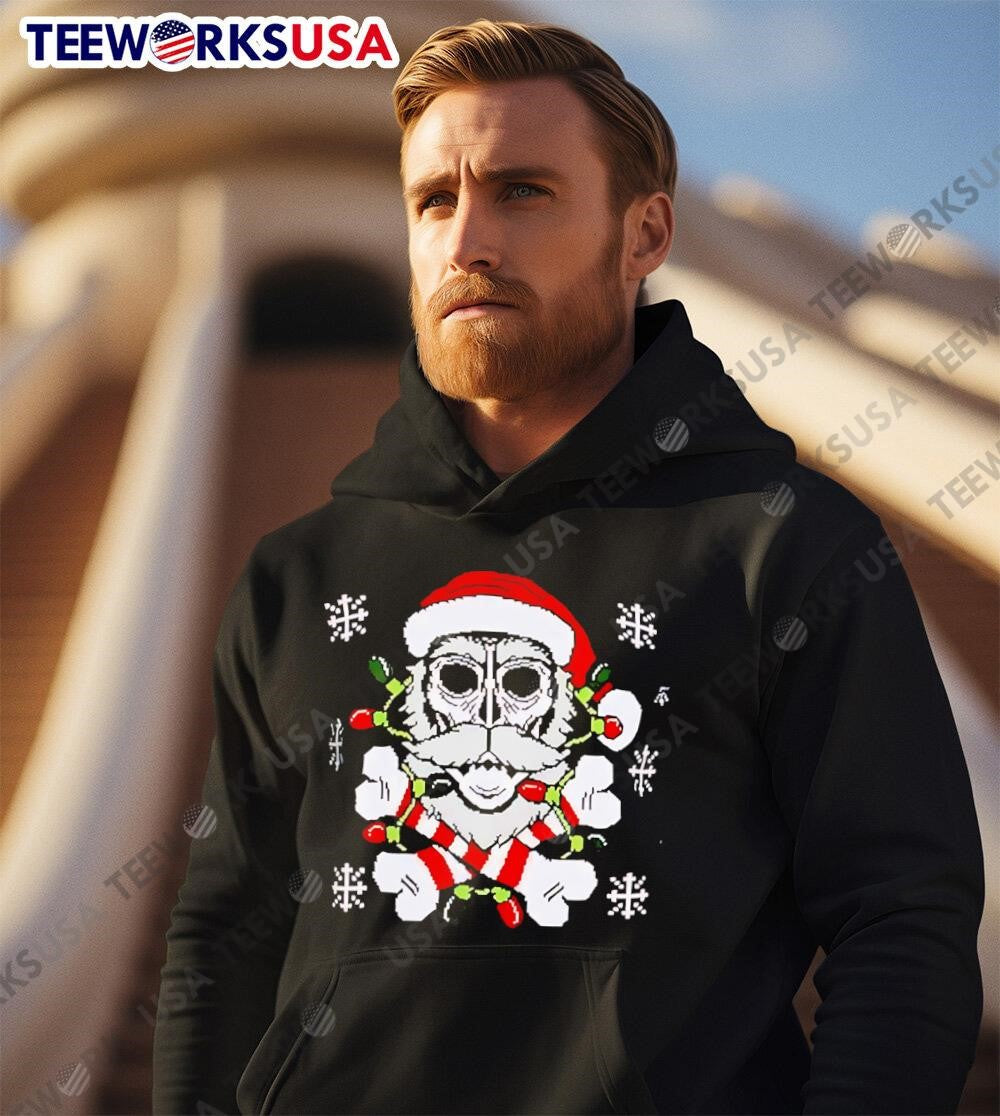 Skull Santa Claus Bones Lights Ugly Christmas - Adult & Kids T-Shirts, Sweatshirts & Hoodies apparel design preview 2