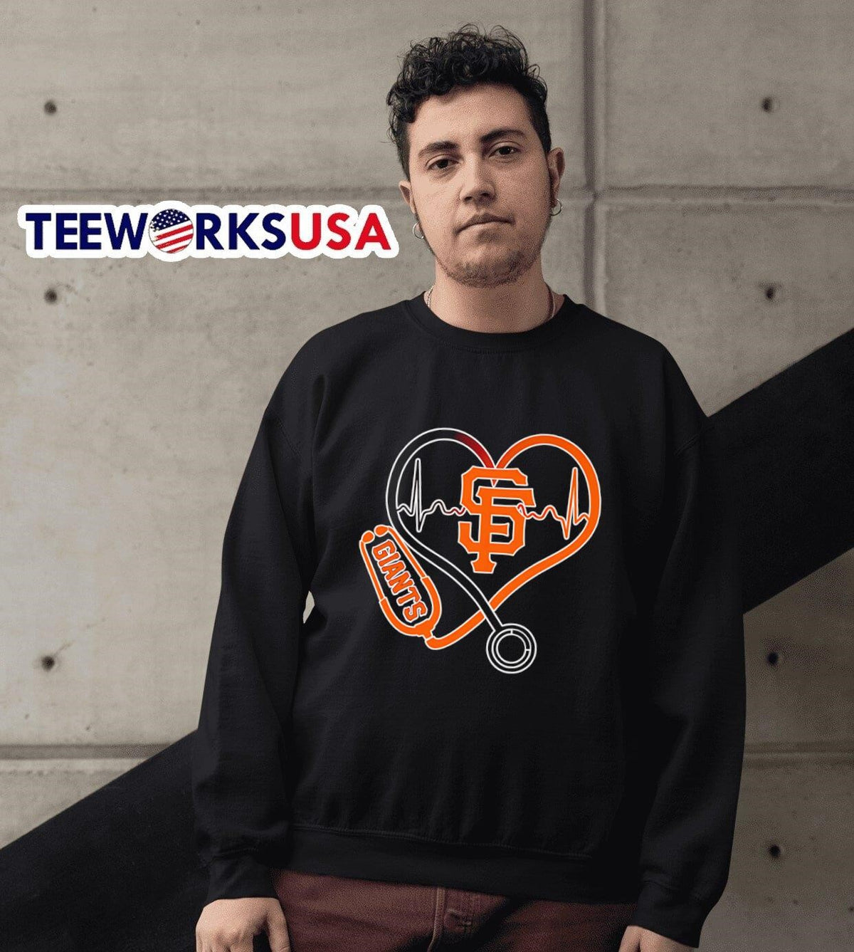Stethoscope heartbeat San Francisco Giants - Adult & Kids T-Shirts, Sweatshirts & Hoodies apparel design preview 6