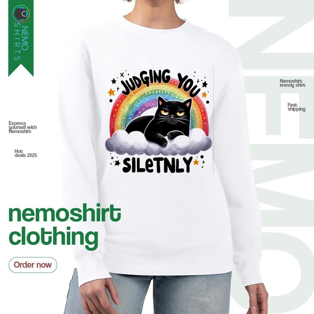 Judging you siletnly black cat rainbow - Adult & Kids T-Shirts, Sweatshirts & Hoodies apparel design preview 4
