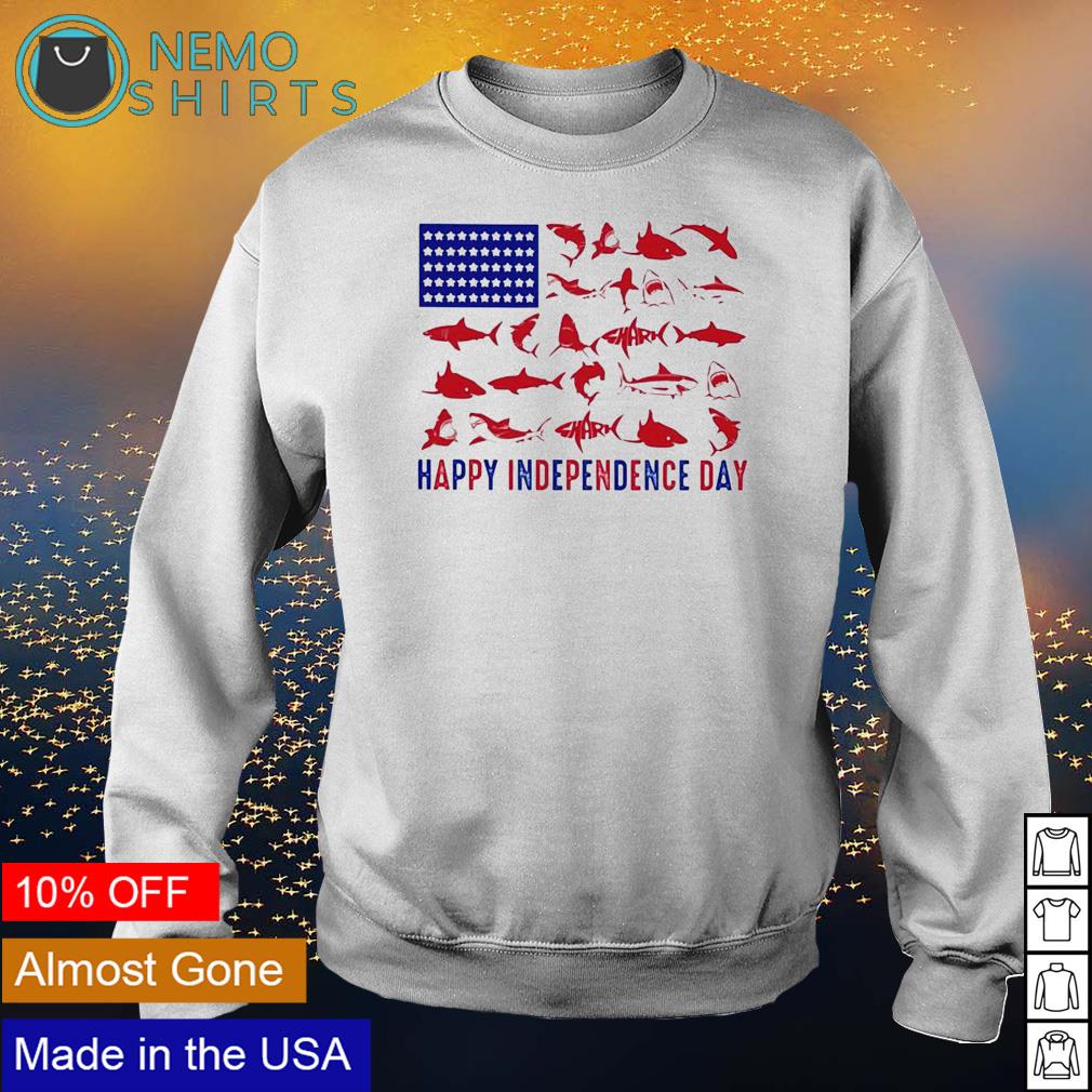 Shark happy Independence day American flag - Adult & Kids T-Shirts, Sweatshirts & Hoodies apparel design preview 4