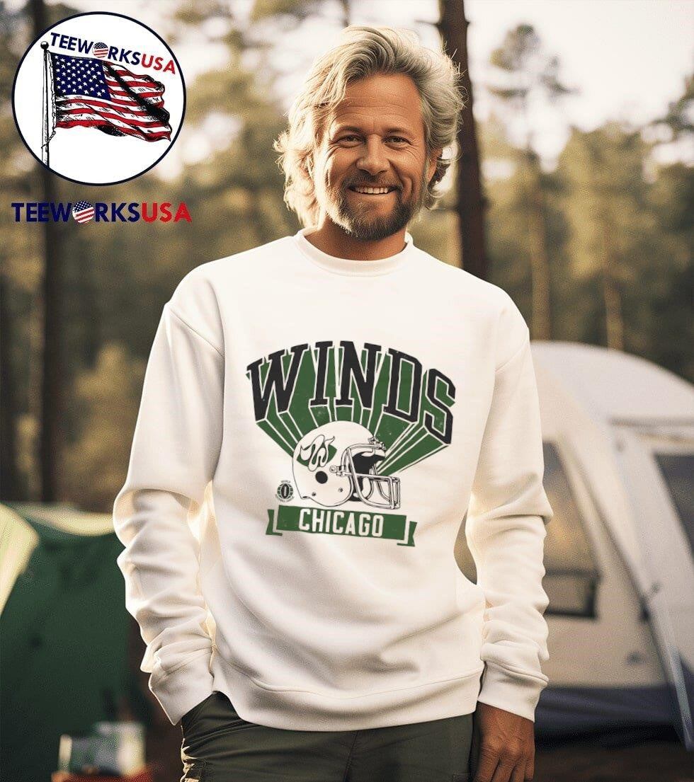 1975 Chicago Winds retro helmet - Adult & Kids T-Shirts, Sweatshirts & Hoodies apparel design preview 3