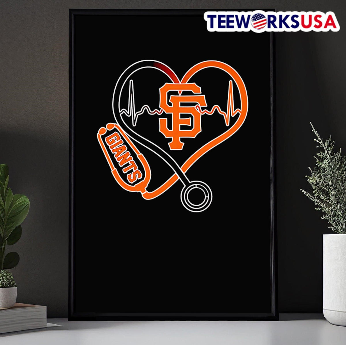 Stethoscope heartbeat San Francisco Giants - Adult & Kids T-Shirts, Sweatshirts & Hoodies apparel design preview 5