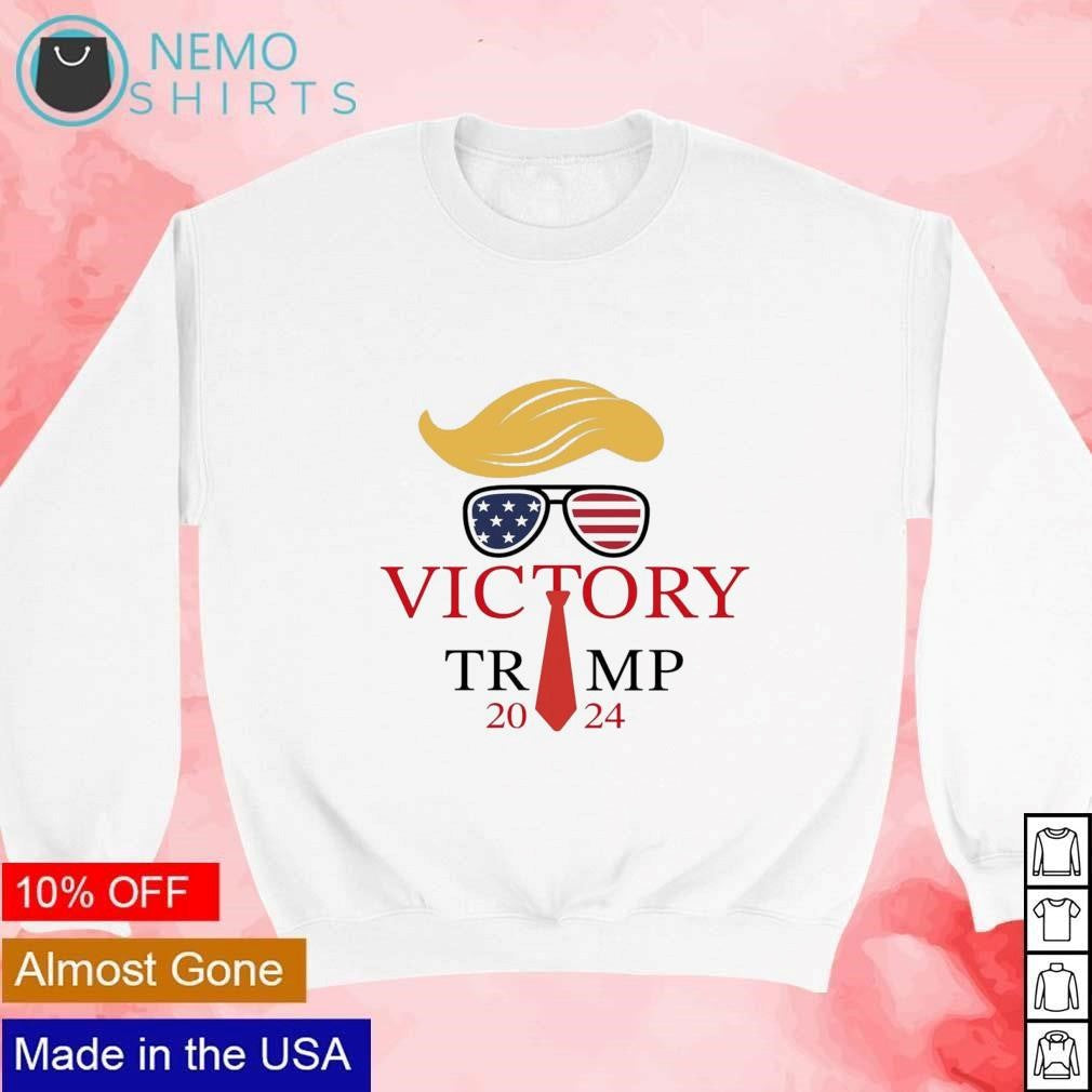 Victory Trump 2024 hair US flag sunglasses - Adult & Kids T-Shirts, Sweatshirts & Hoodies apparel design preview 4