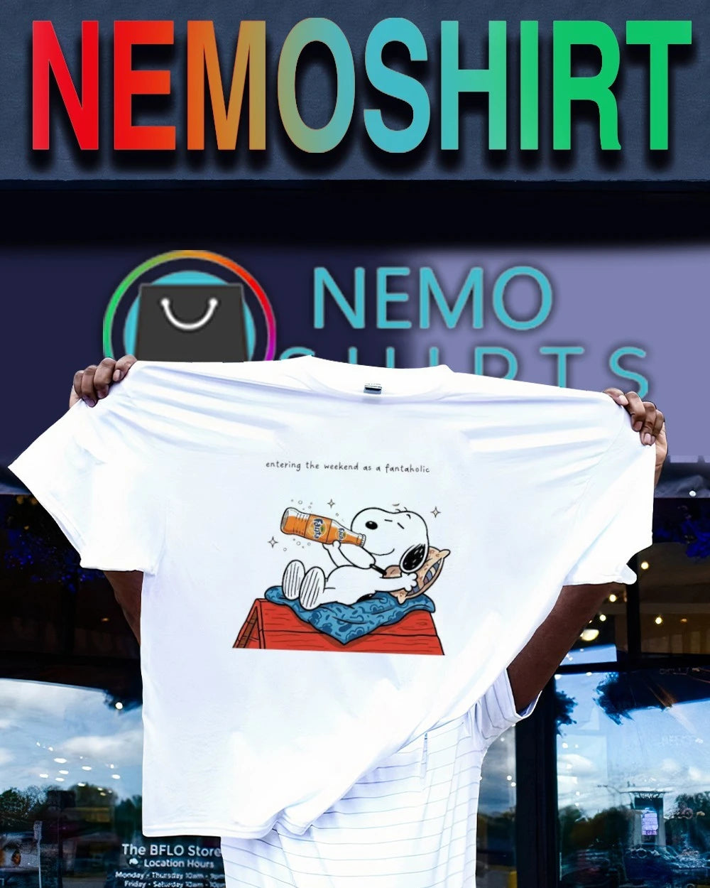 Snoopy Entering the Weekend as a Fantaholic - Adult & Kids T-Shirts, Sweatshirts & Hoodies apparel design preview 1