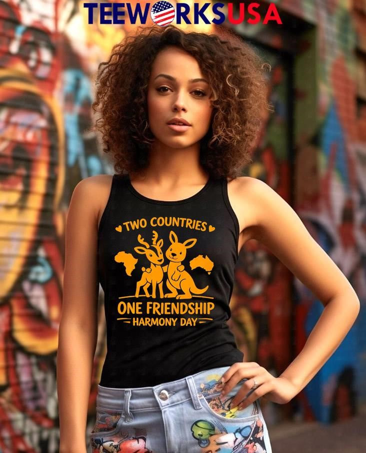 Two Countries Deer Kangaroo One Friendship Harmony - Adult & Kids T-Shirts, Sweatshirts & Hoodies apparel design preview 7