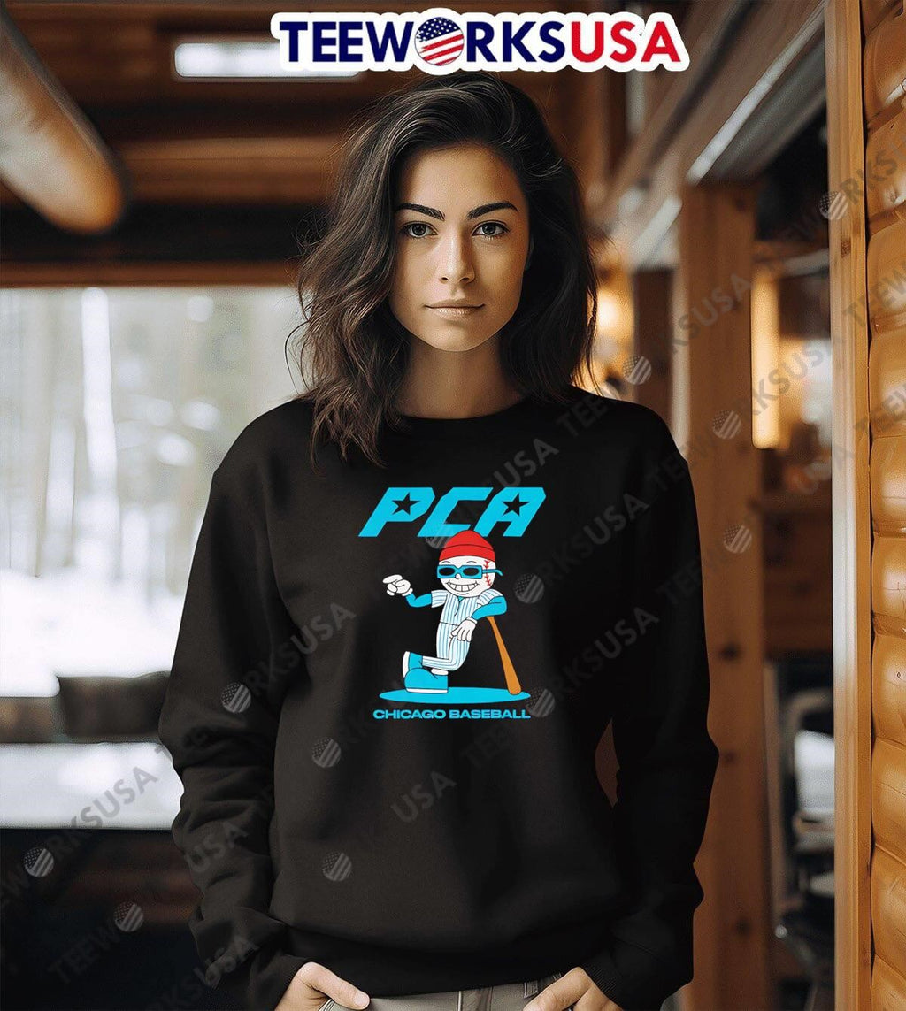 PCA Chicago Baseball Mascot Pointing at Bat - Adult & Kids T-Shirts, Sweatshirts & Hoodies apparel design preview 6