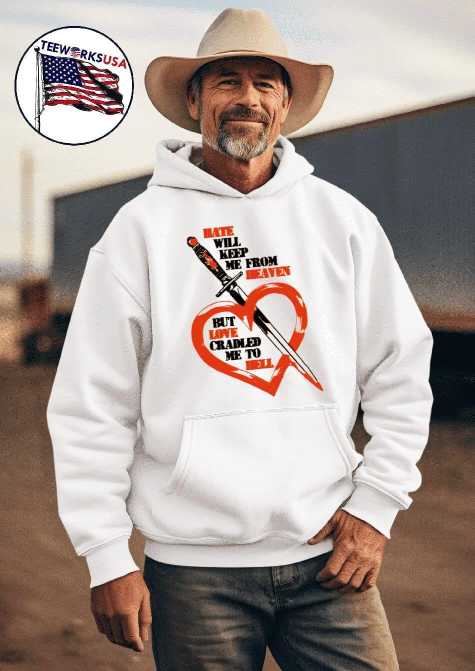 Hate will keep me from heaven but love cradled to - Adult & Kids T-Shirts, Sweatshirts & Hoodies apparel design preview 2