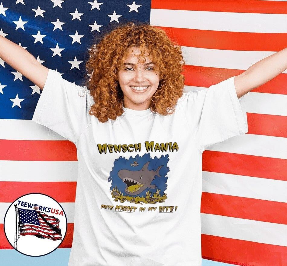 Mensch Mania puts might in my bite retro - Adult & Kids T-Shirts, Sweatshirts & Hoodies apparel design preview 7