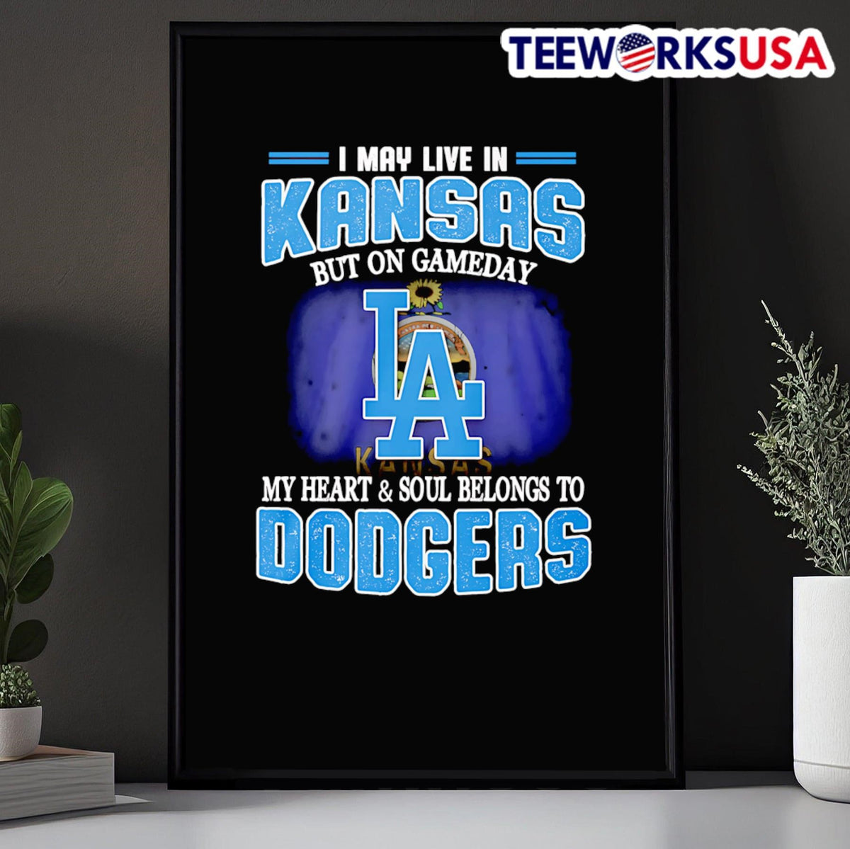 I may live in Kansas but on gameday my heart and soul - Adult & Kids T-Shirts, Sweatshirts & Hoodies apparel design preview 5