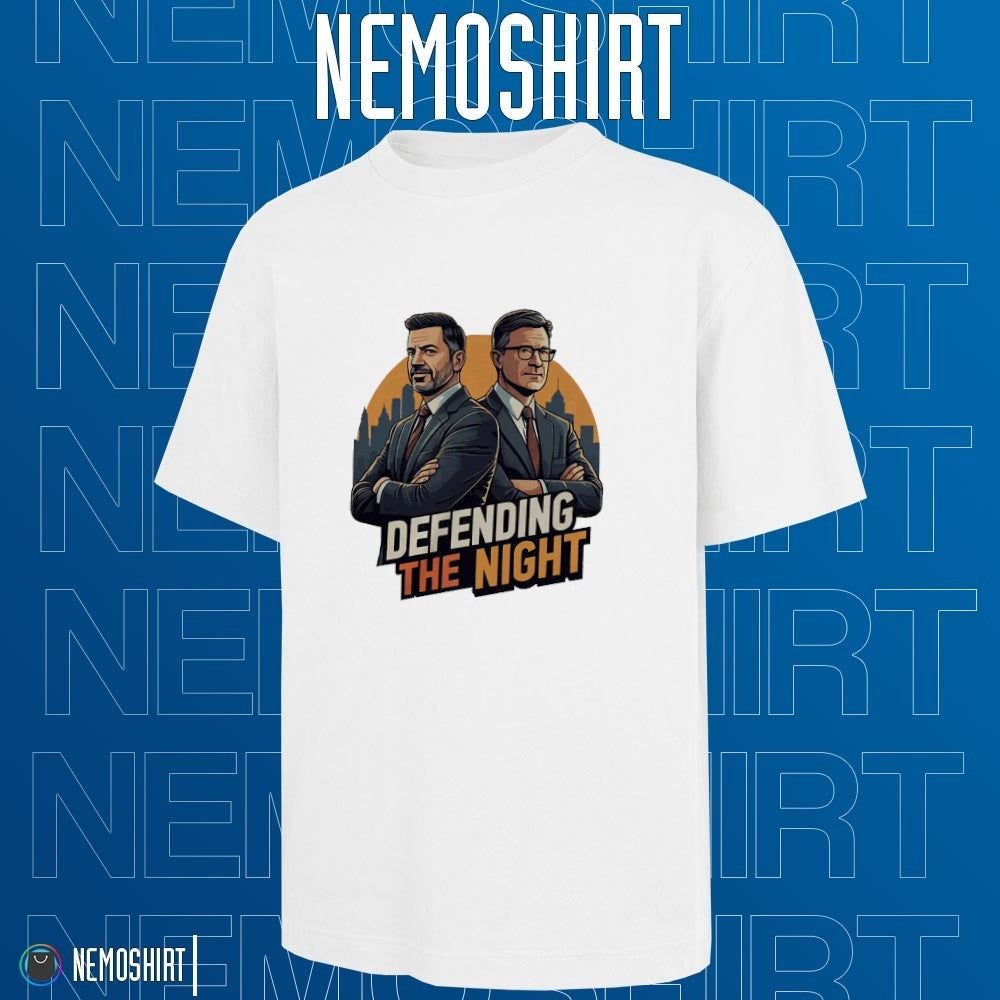 Defending the night Jimmy Kimmel and Stephen Colbert - Adult & Kids T-Shirts, Sweatshirts & Hoodies apparel design preview 1