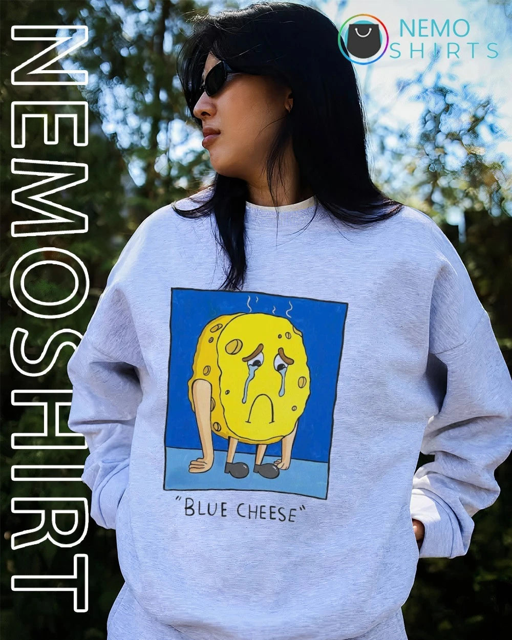 Blue Cheese Sad Sponge Character funny food - Adult & Kids T-Shirts, Sweatshirts & Hoodies apparel design preview 4