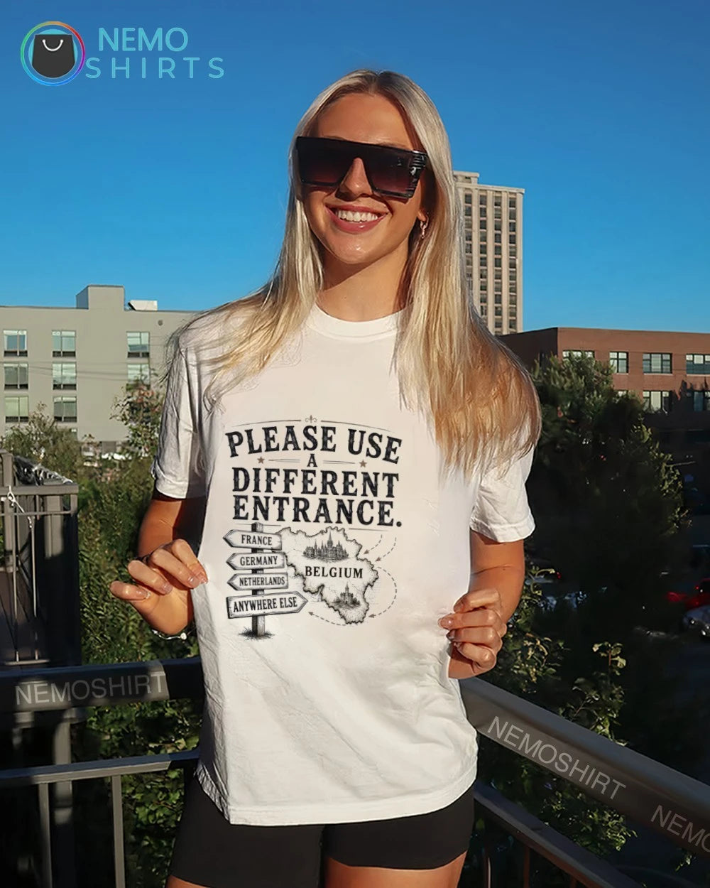 Please Use a Different Entrance Belgium - Adult & Kids T-Shirts, Sweatshirts & Hoodies apparel design preview 7